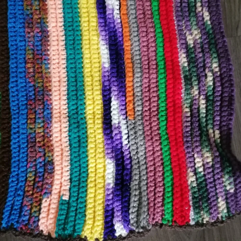Unbranded Afghan Crochet Blanket Hand Made Rainbow Multicolor Sz 50x86